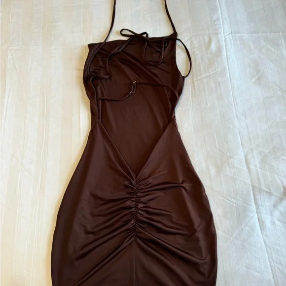 Oh Polly Chocolate Brown Mini Dress - Picture 2 of 3